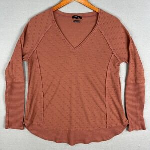 Miss‎ Me Textured Knit Top Womens M Raglan V Neck Waffle Knit Trim Boho USA